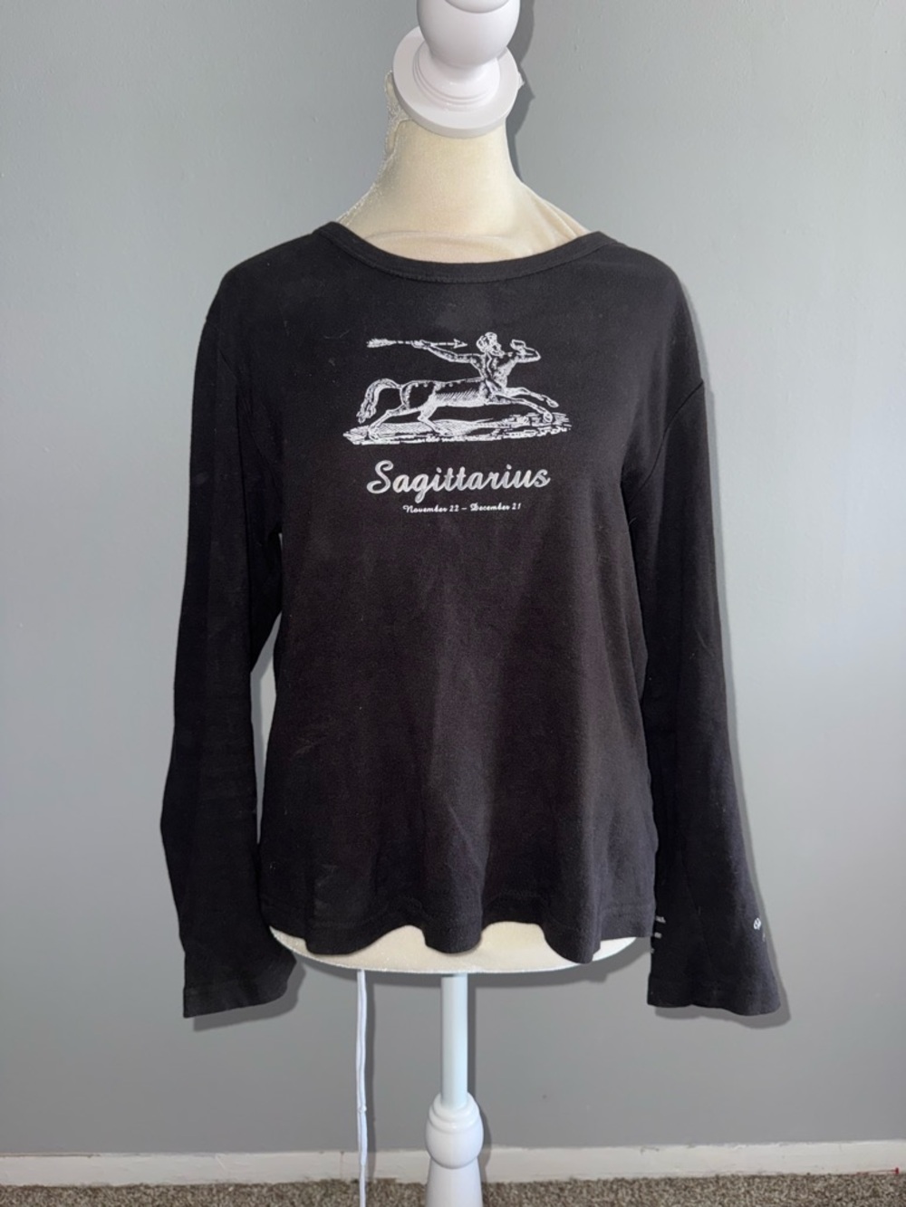 Sagittarius Graphic Long Sleeve Tee - Black